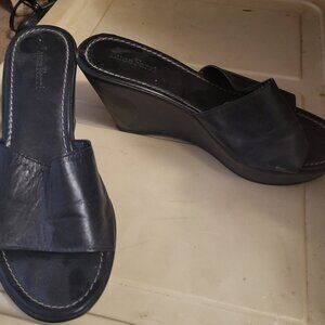 womens mules, black leather